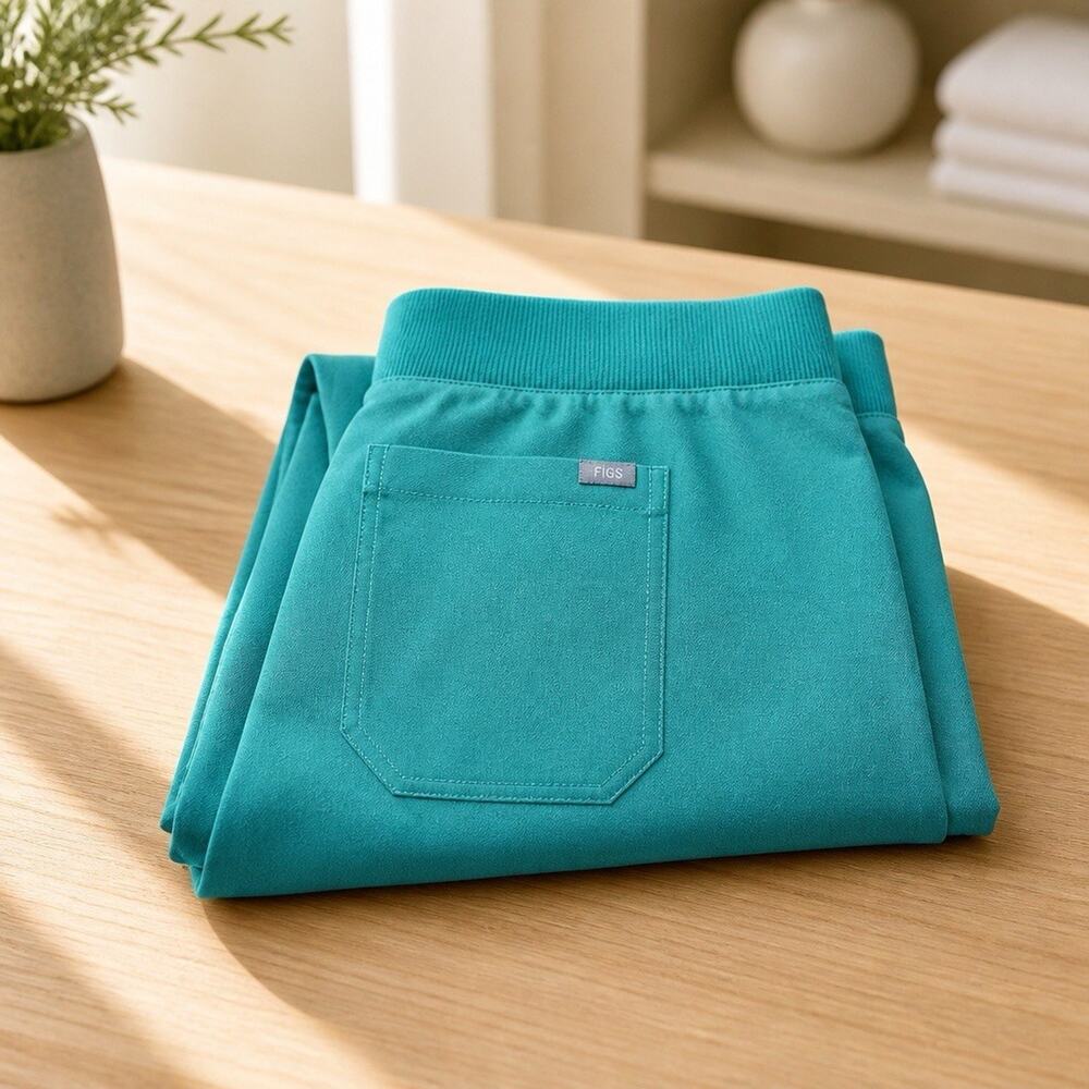 FIGS Technical Collection Sage Green Orange Drawstring Scrub Pants Women Size LP